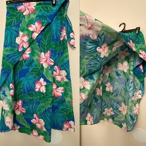 Hawaii cotton Hibiscus Tropical Wrap cover up Skirt swimsuit vintage Hawaii made